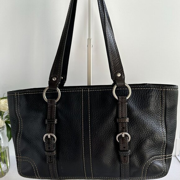 Coach Chelsea Tote F12339: Black Pebbled Leather Shoulder Bag Y2K - Picture 1 of 12